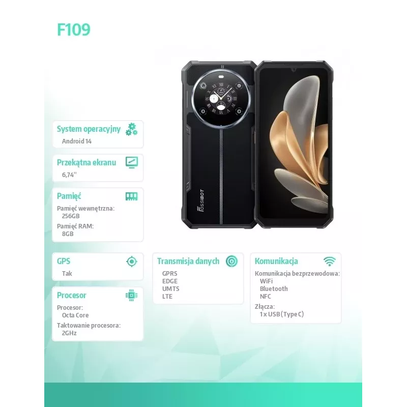 Smartphone FOSSiBOT F109 black — compact smartphone, color: black