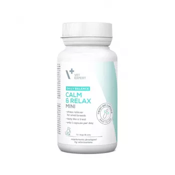 Calming supplement VETEXPERT Calm&Relax Mini — 30 capsules for small dogs and cats, 100 g, sugar‑free, gluten‑free
