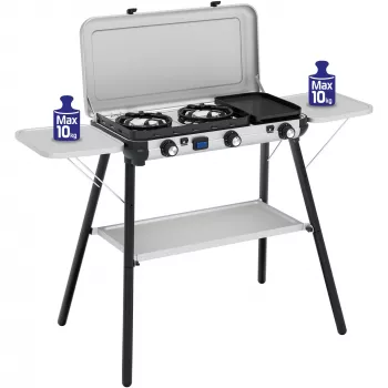 Camping Kitchen 2 Multi Cook Plus, gas stove Grey, 2 cooking zones 2x 1,8 kW + Grill Plate 0,9 kW, model 2025