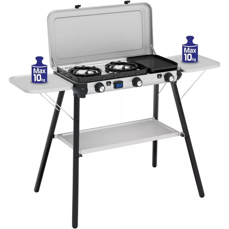 Camping Kitchen 2 Multi Cook Plus, gas stove Grey, 2 cooking zones 2x 1,8 kW + Grill Plate 0,9 kW, model 2025