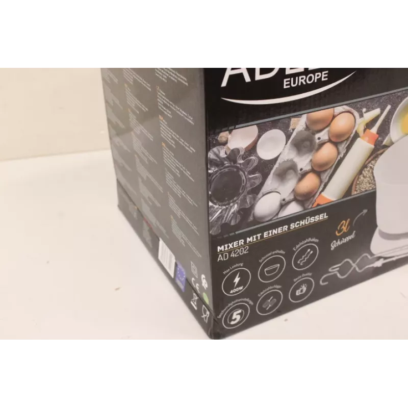 SALE OUT. | Adler | Mixer | AD 4202 | Mixer with bowl | 300 W | Number of speeds 5 | Turbo mode | White | DAMAGED PACKAGING