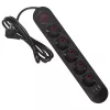 Power strip MACLEAN MCE395 B — 5 sockets, 3×USB, 110–240V AC, 2.1A USB, 2500W, 1.5 m cable, black