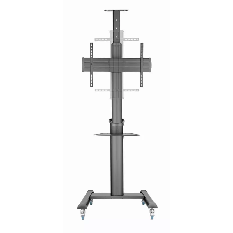 Floor TV stand Gembird TVS-70T-02 for 37 inch–70 inch screens, max 70 kg, VESA 200x200–600x400, tilt ±5°/−12°, height adjustable, caster wheels, cable management