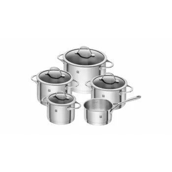 ZWILLING Essence 5-Piece Stainless Steel Cookware Set with Glass Lids