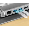 Laptop stand Unitek D1109B01 — aluminium adjustable stand with detachable USB‑C HDMI 4K PD 100W, 2x USB‑A, RJ‑45, for up to 17 inch