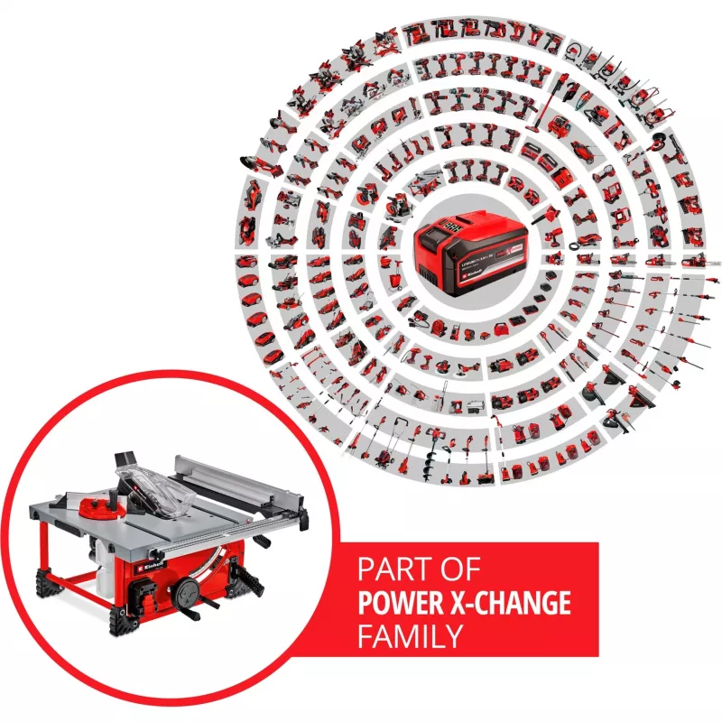 Power X-Change Battery-Table Saw TE-TS 36/210 Li-Solo, 36Volt (2x18V) (Red, without Battery and Charger)