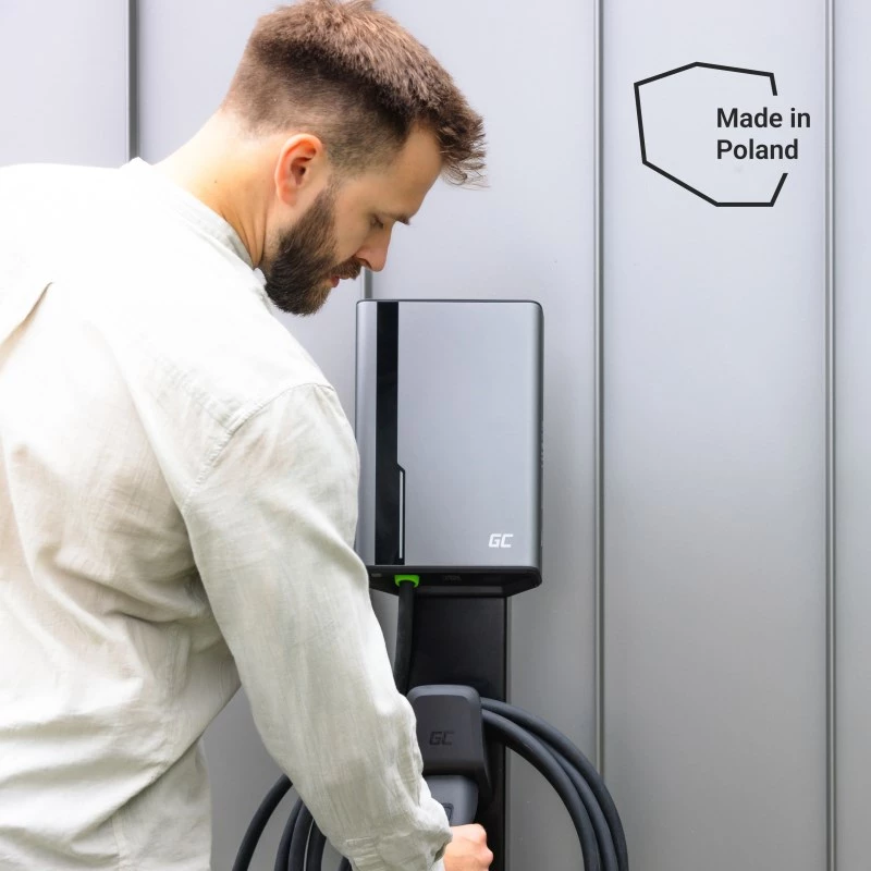 Green Cell HabuDen EVGC021B2250 Wallbox EV charger 22 kW 32A, Type 2, 5 m cable, NFC, Bluetooth, Wi-Fi, Aluminium