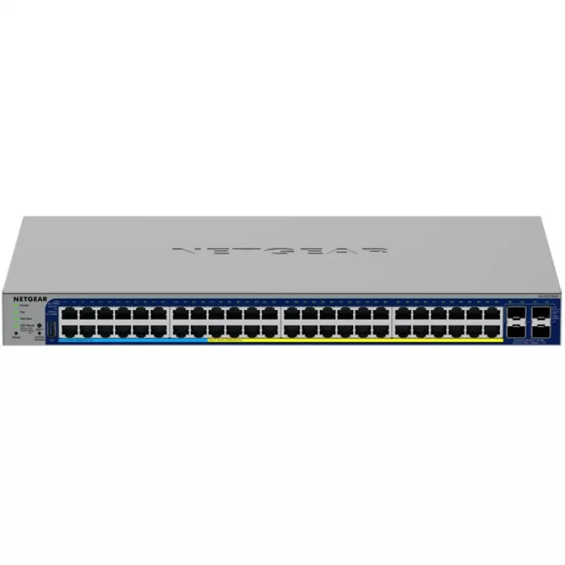 Managed Gigabit PoE Switch NETGEAR GS752TXUP — 48× Gigabit RJ-45, 10G support, 1U rack, 176 Gbit/s switching capacity