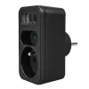 Power splitter MACLEAN MCE249 F/B — 2 AC sockets (16A + 6A) with 2×USB-A and 2×USB-C PD 20W, EU plug, black