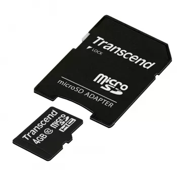 Flash Memory Transcend 4GB MicroSDHC Class 10 with Adapter