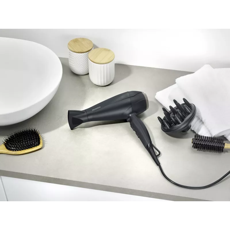 Severin HT 0167 Hair Dryer, 2300 W, Black/Silver
