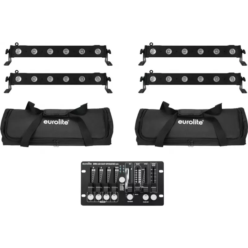 EUROLITE LED Bar Set 4x LED BAR-6 QCL RGBW with 2 Soft-Bags and Controller