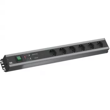 Power distribution unit Bachmann 300.012, PDU Basic, 6 AC outlets, 2U, 2 m cable, Black/Grey