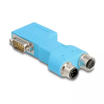 DELOCK D-Sub 9 male/female to M12 5-pin A-coded CAN bus splitter 90° blue