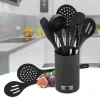 Kitchen utensil set Maestro MR-1542 — 8-piece silicone countertop tools, black, hangable with storage rack