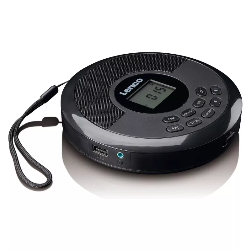 Portable CD player Lenco CD-340BK — black, portable design