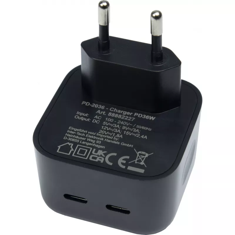 Charger Inter-Tech PD-2036 Smartphone Black AC Indoor