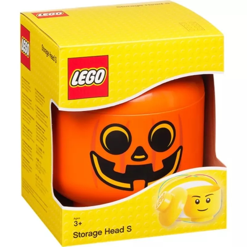 LEGO Storage Head pumpkin, klein, Storage Box orange/black