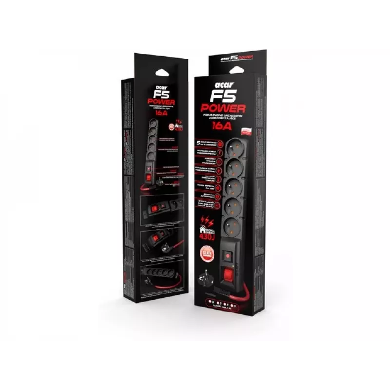 ACAR F5 POWER Black 5 AC outlet(s) 230 V 3 m