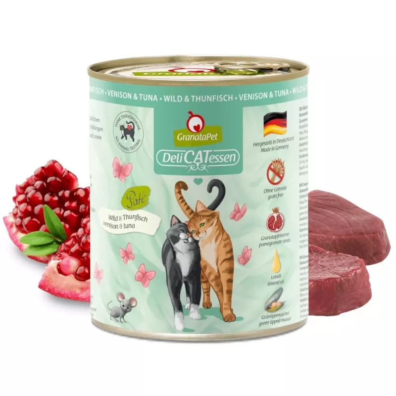 Wet cat food Fox4Pets DeliCATessen Game and Tuna 800 g — venison & tuna, adult, complete feed, gluten‑ and soy‑free