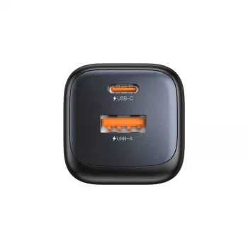 Wall charger Unitek P1128ABK01-EU — 2-port GaN USB‑C & USB‑A, total 20W, black