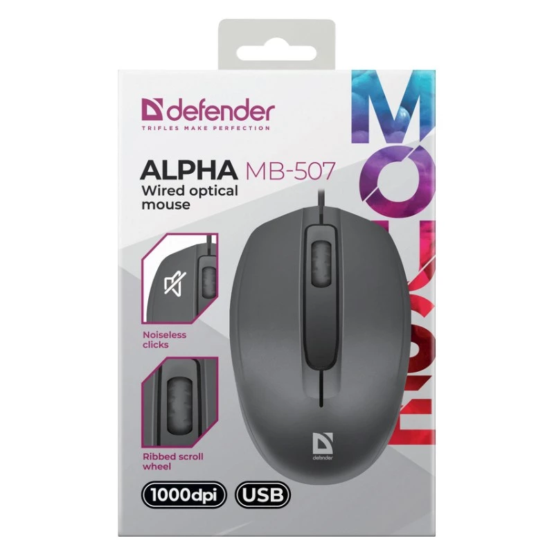 Defender Wired Computer Mouse with Quiet Click