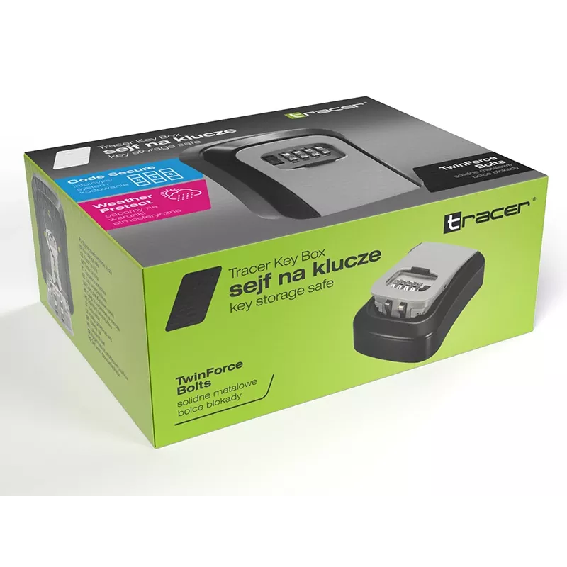 Wall-mounted key box TRACER TRASEJ47647, durable steel construction, lockable storage for keys