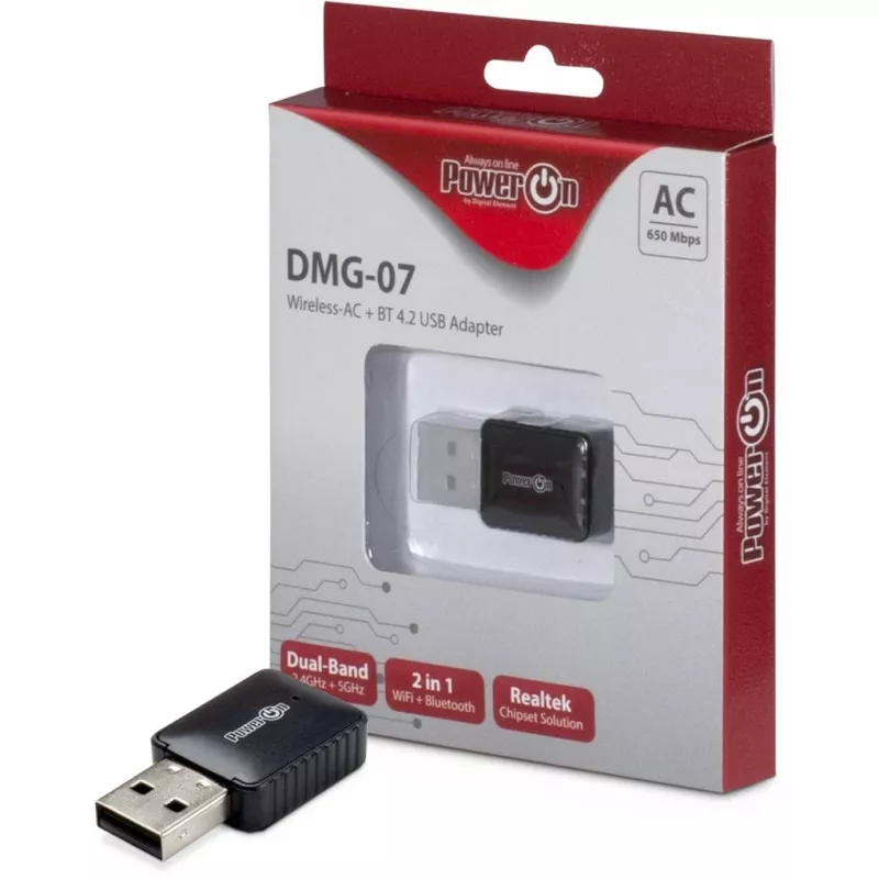 Inter-Tech DMG-07 - Wireless - USB - Wi-Fi / Bluetooth - Wi-Fi 5 (802.11ac) - 650 Mbit/s - Black (88888146)