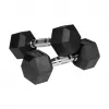 Rubberized cast iron dumbbells HEX 2x6 kg REBEL ACTIVE