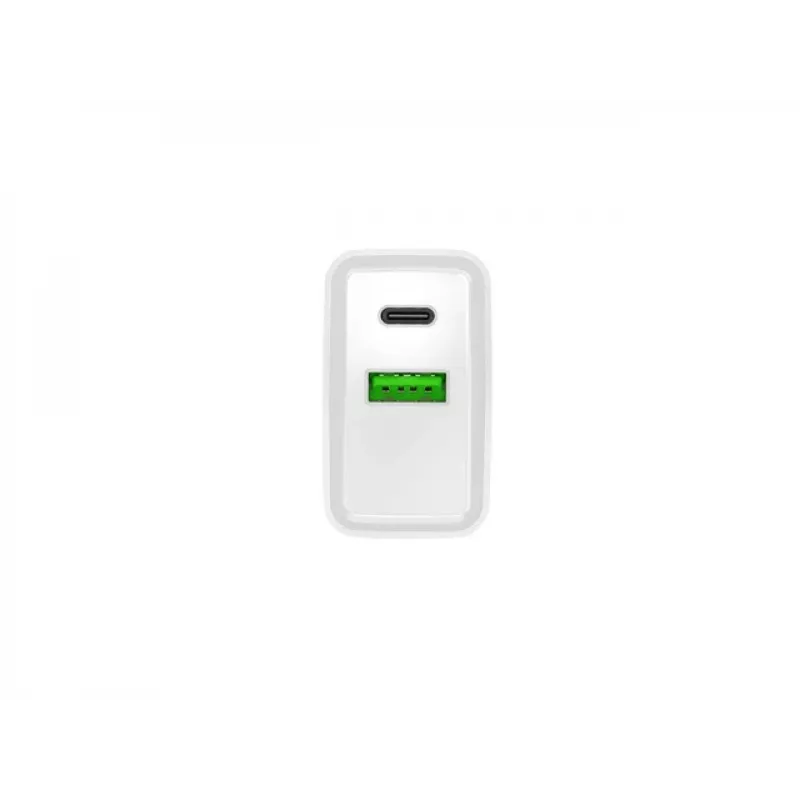 Indoor AC Fast Charging Charger NATEC RIBERA 12V 20W USB-C PD 3.0 + USB-A Samsung AFC White