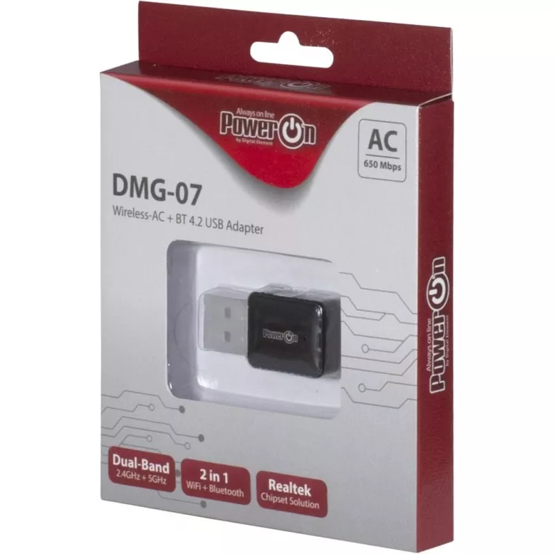 Inter-Tech DMG-07 - Wireless - USB - Wi-Fi / Bluetooth - Wi-Fi 5 (802.11ac) - 650 Mbit/s - Black (88888146)