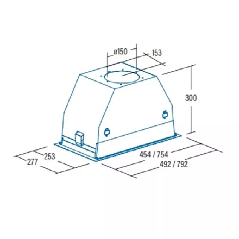 Built-under extractor hood CATA GC DUAL BK — 492 mm width, 1200 m³/h, metal filter, 50 dB