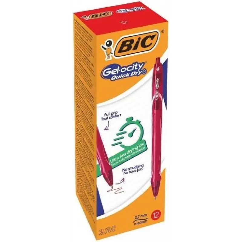BIC Gell Pen Gelocity QUICK DRY Red, Box 12 pcs. 494671