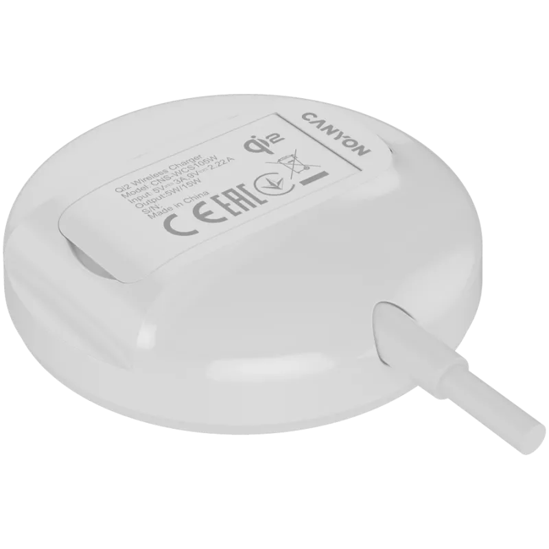 Wireless charger CANYON WS-105 15W Qi2 White – 15W wireless charging, Qi2 compatible
