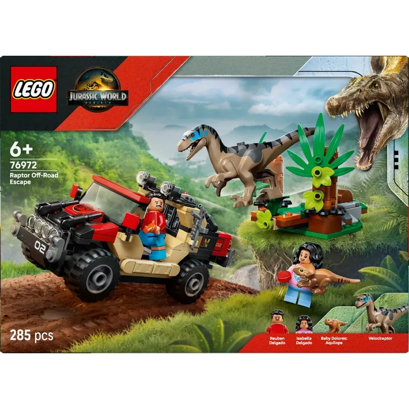 Construction set LEGO Jurassic World 76972 Raptor Off-Road Escape, 285 pcs, 2 minifigures, age 6+