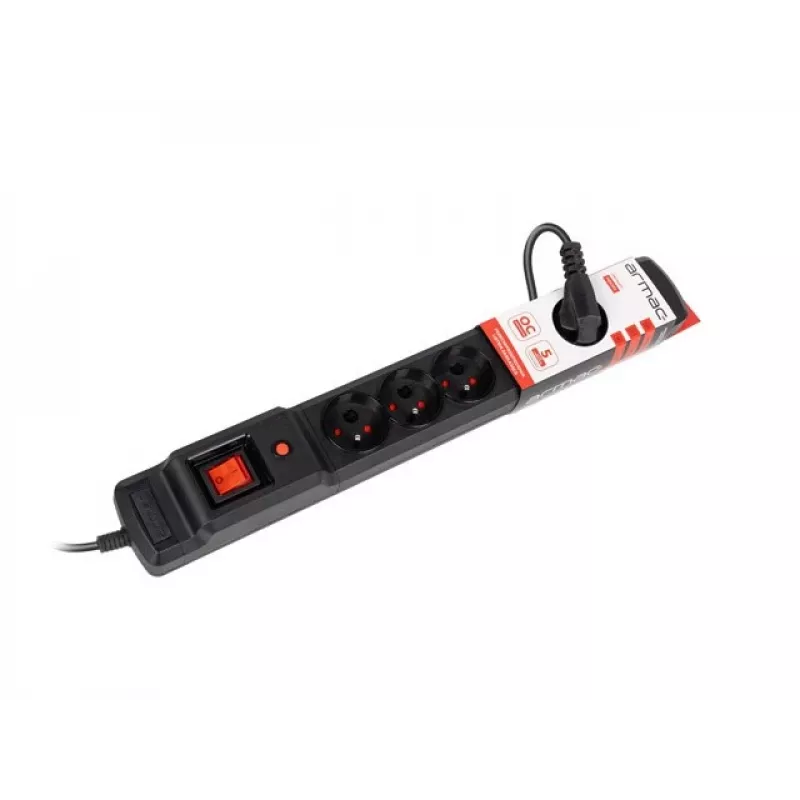 Power strip ARMAC Multi M6 surge protector, 6 outlets, 10 m cable, black