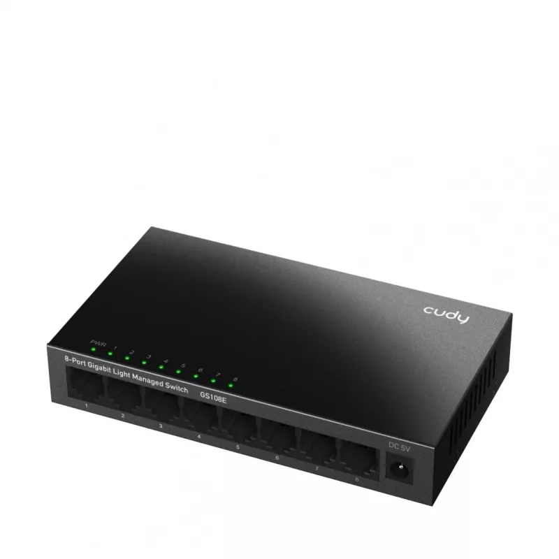 Managed switch Cudy GS108E 8-port Gigabit Ethernet, 8x 10/100/1000 Mbps, metal case, 16 Gbps switching, IGMP & DHCP snooping