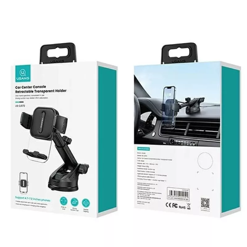 Car dashboard and windshield mount USAMS ZJ072 ZJ072ZJ01 black – universal device holder