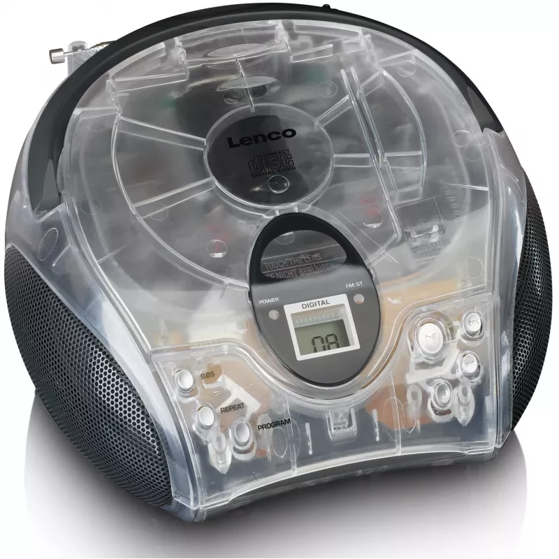 Portable radio CD player Lenco SCD-24TR — FM, 4W output, LCD, telescopic antenna, AC/DC, 6×C batteries