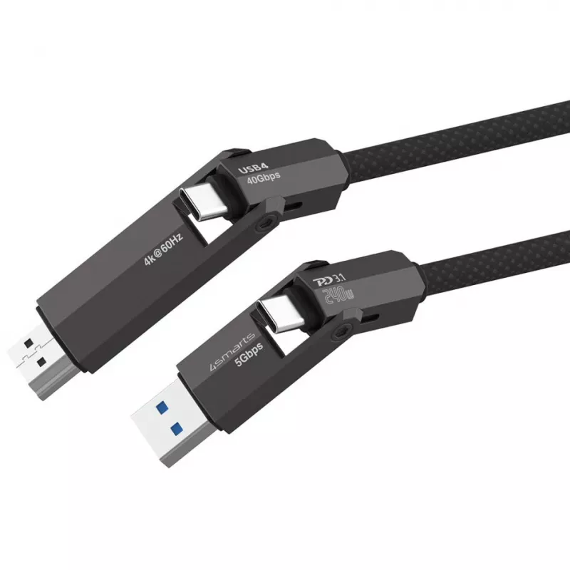 USB4 HDMI cable 4smarts ComboCord 240W 1.5 m – USB4 to HDMI, 240W power delivery, 1.5m length