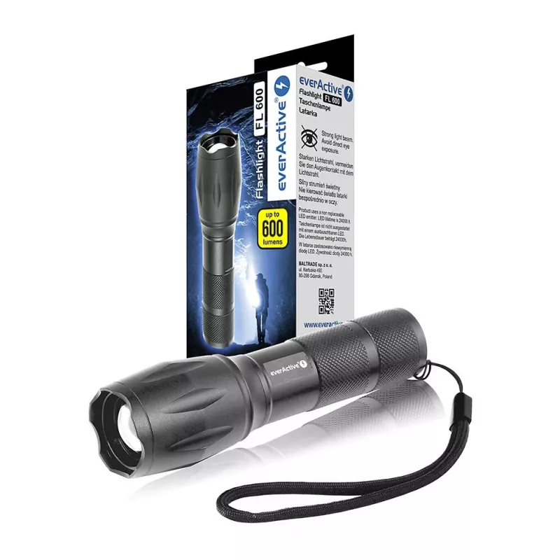 everActive FL600 LED flashlight, 600 lm, CREE XM-L2, 18650 / 3x AAA