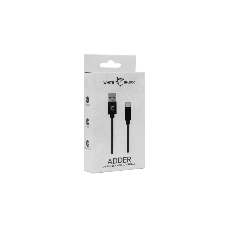 USB to USB-C cable White Shark Adder 2 m — charging and data transfer cable, white