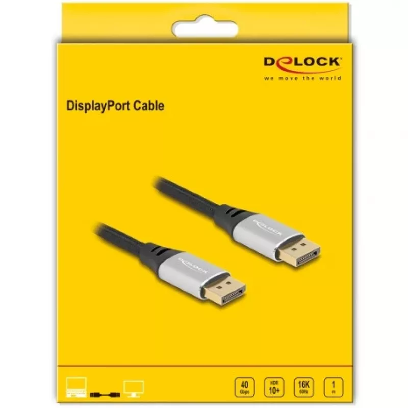 DeLOCK DisplayPort Cable 16K 60 Hz 1 m silver metal