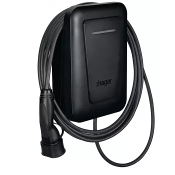 Wall-mount EV charging station Hager witty one 11 kW 3-phase with RFID, Bluetooth and 4.5 m Type 2 cable