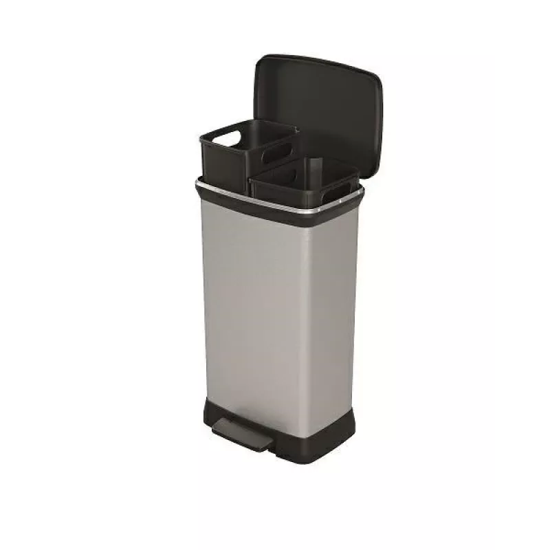 Trash can Curver 23L pedal, metalized finish, 23 liters capacity