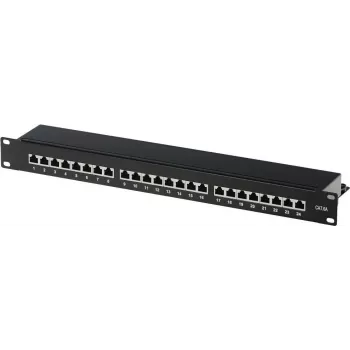 HELOS Cat.6a LSA 19 inch Patch Panel 1U 24 Port Black