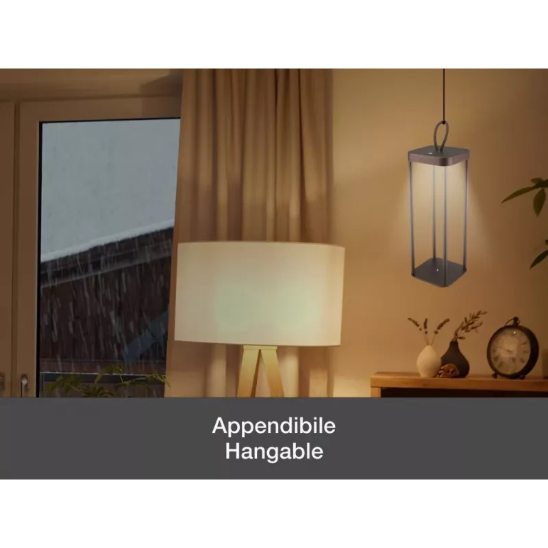 Rechargeable lantern Beper P207ILI102 in Corten finish, portable battery-powered lamp