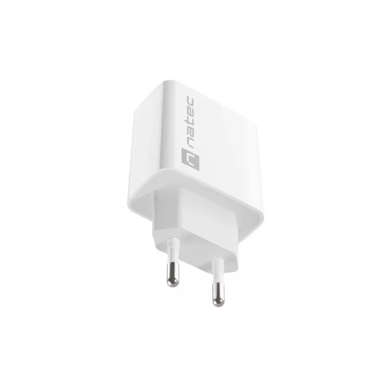 Indoor AC Fast Charging Charger NATEC RIBERA 12V 20W USB-C PD 3.0 + USB-A Samsung AFC White