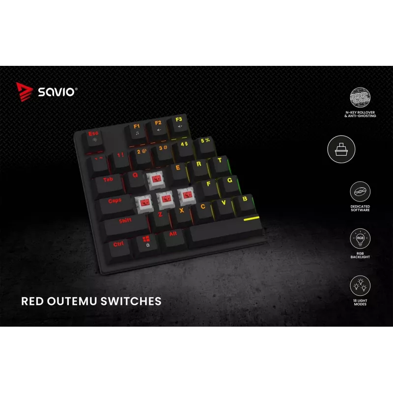 Mechanical Keyboard RGB Tempest X2 Outemu Red Savio Savgk-tempest X2 Red