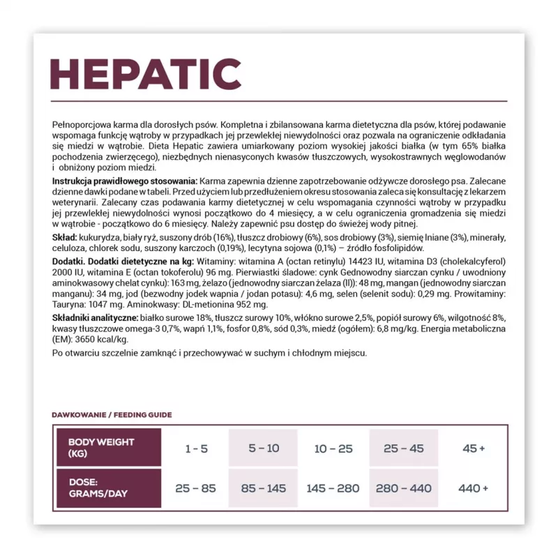 Dry dog food VETEXPERT Veterinary Diet Hepatic 2 kg — therapeutic liver support, 17.5% protein, 11.5% fat